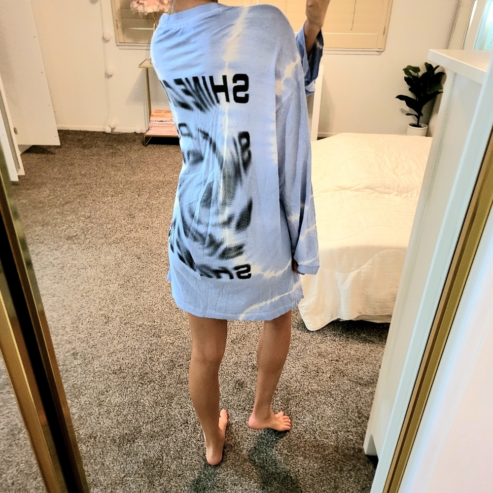 ASOS Boyfriend T Shirt Dress Weekday Swirl Blue Long Sleeve Mini Black Oversized